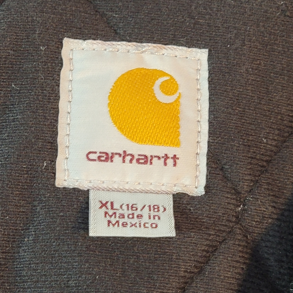 Carhartt Plum Purple Heavy Canvas Workwear Hooded Coat Work Jacket XL 16-18 - Picture 7 of 12